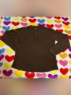 Sonoma Brown Long Sleeve Henley Shirt